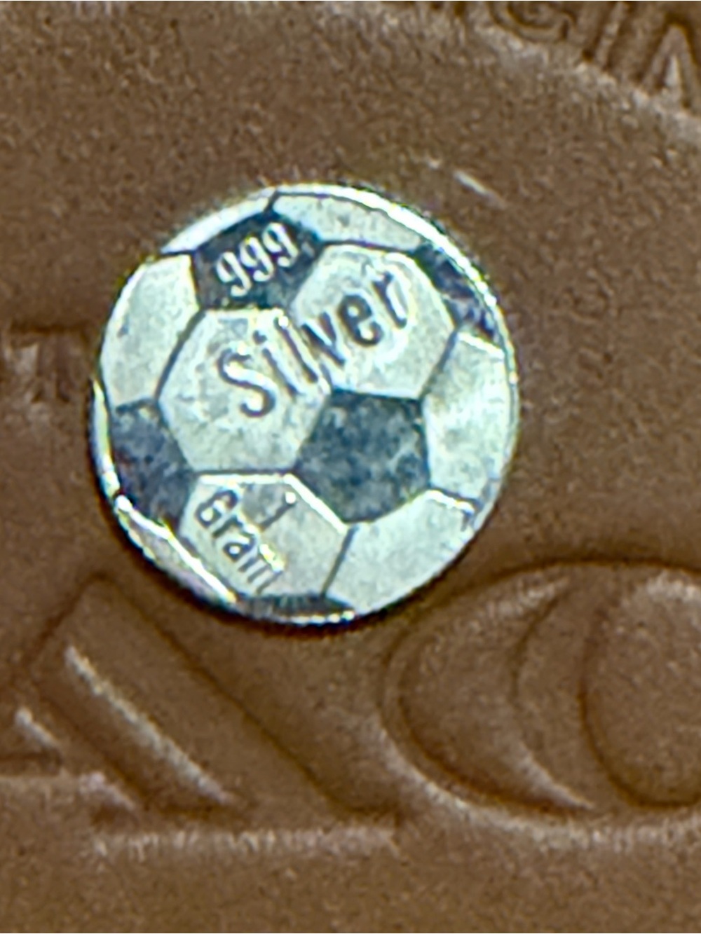 Coach Silver Soccer Ball Accent